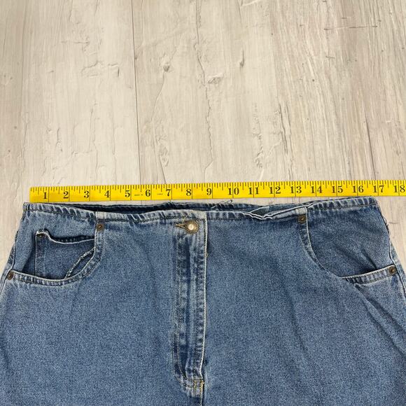 Bugle Boy Floral Embroidered Blue Denim Pockets Cottage Summer Vintage Skirt 16 - Picture 8 of 9